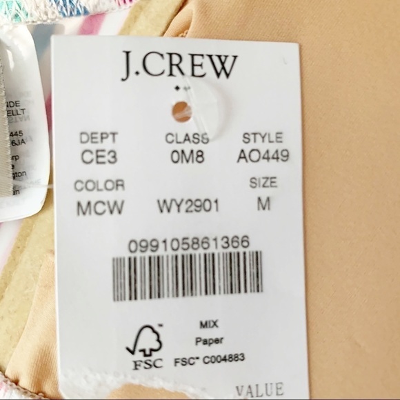 𝅺JCREW Factory Striped Ruffle Swimsuit Top NWTSizeM - Picture 9 of 12